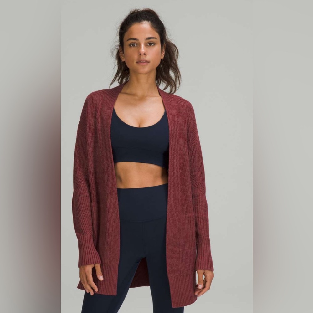 Lululemon Athletica Maroon Knit Cardigan Sweater
